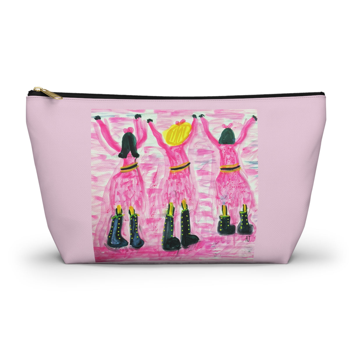 Pink Girl Dance Makeup Beauty Tech Accessories Pouch Zipper Bag Day or Travel Small & Large