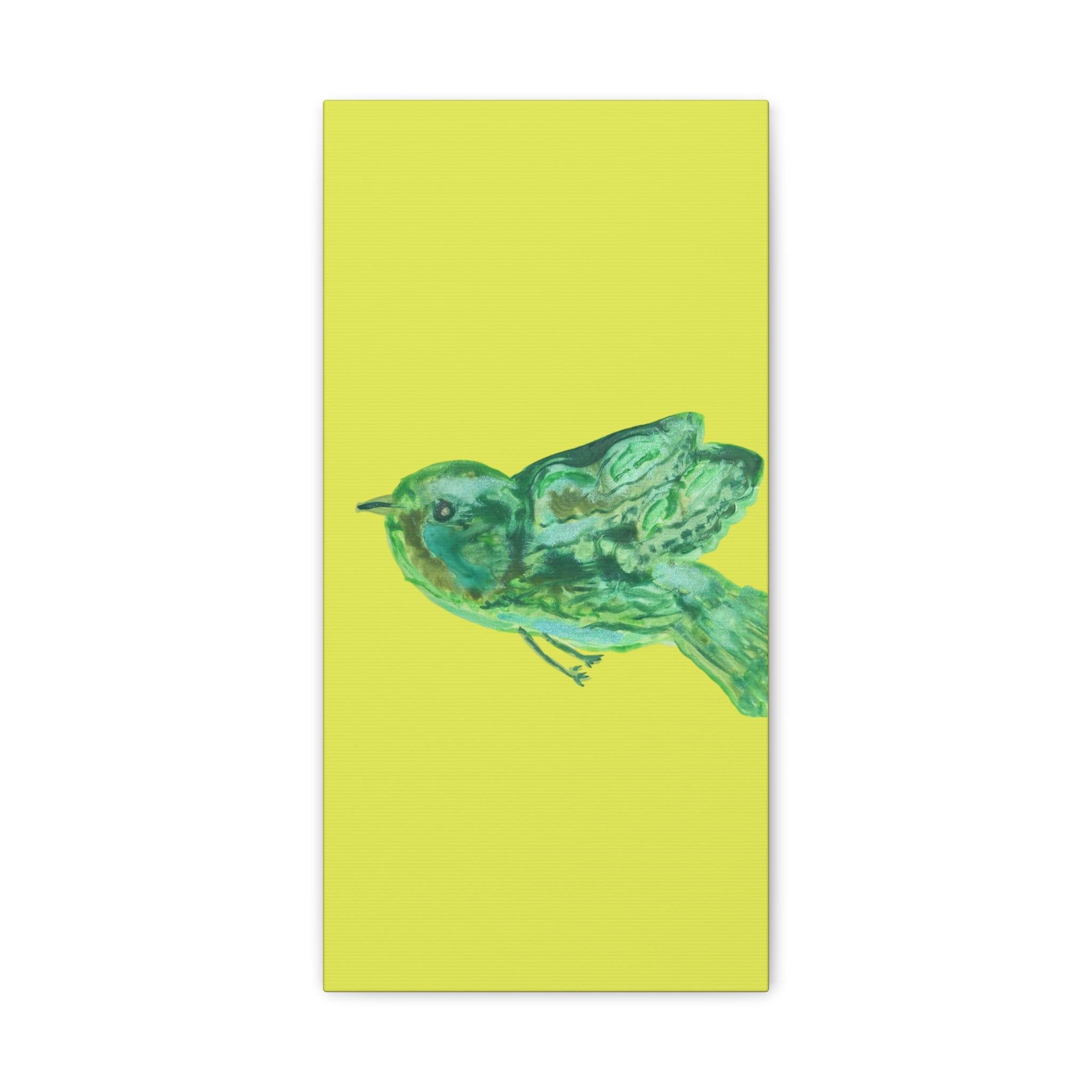 Green Bird Lime Matte Wall Art Canvas