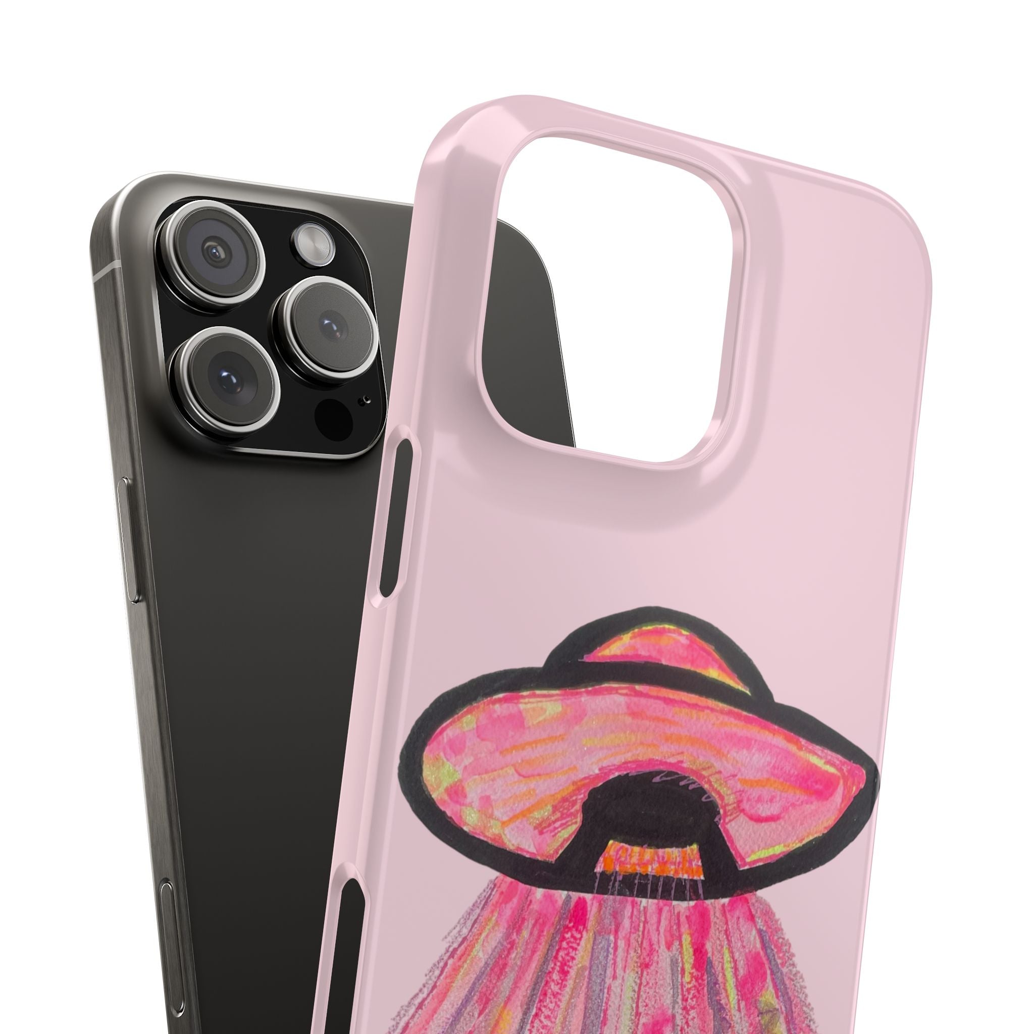 Pink UFO Phone Case — Cute Pastel Alien Abduction Slim Case