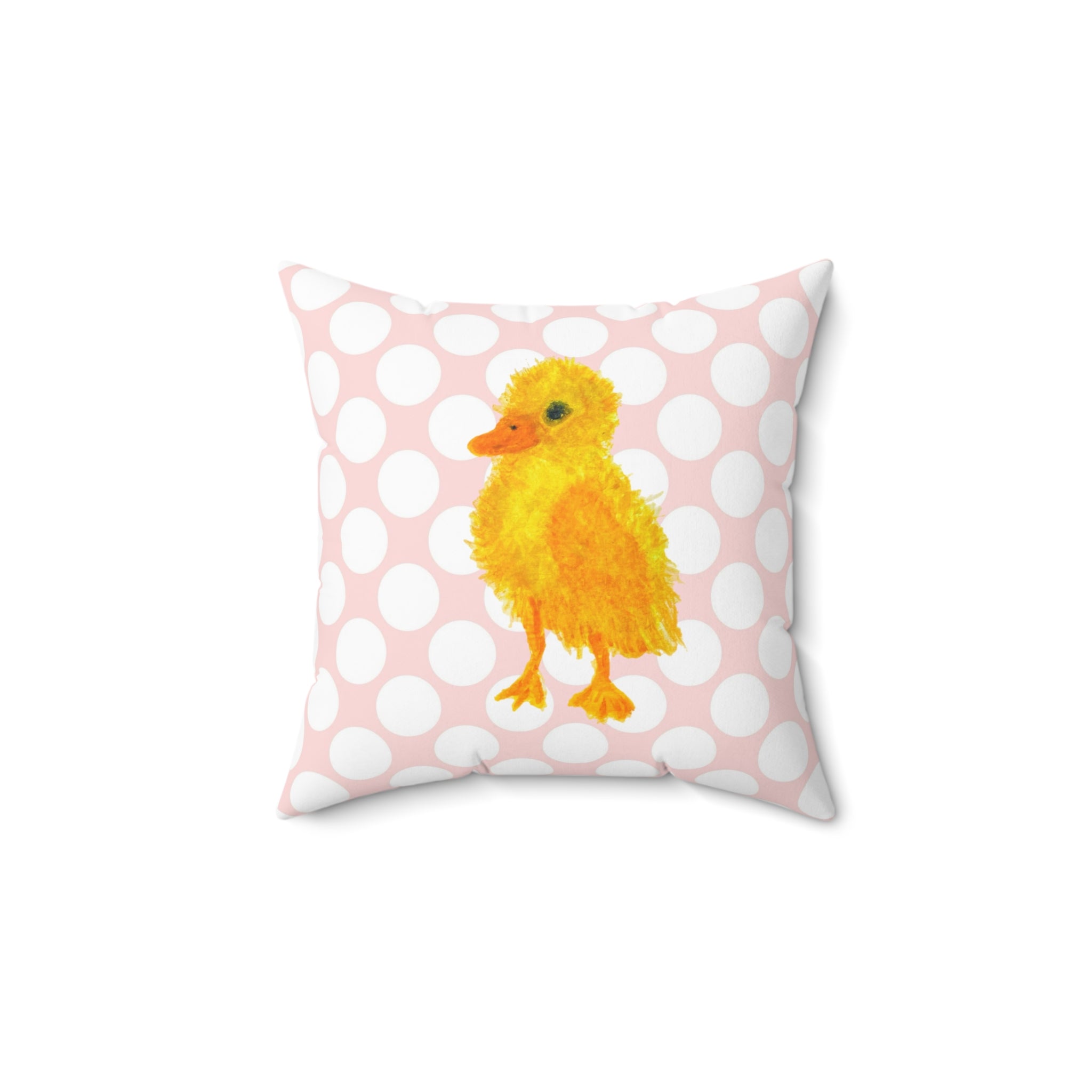 Papa Jones' Farm:  Cute Yellow Chicks- Throw Pillow — Double-sided Pastel Polka Dot & Stripe Nursery Decor