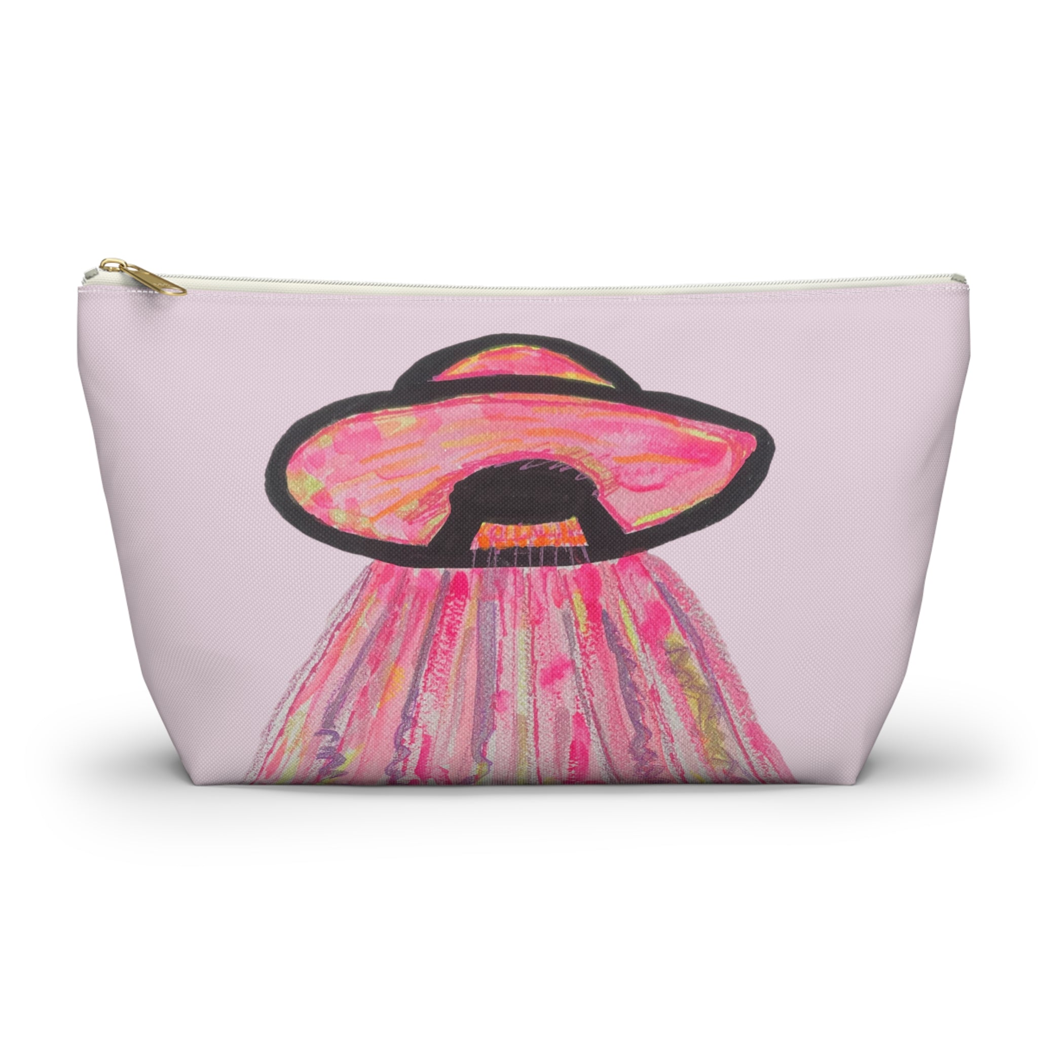 Fun Pink Spaceship UFO Aliens "We Come in Pink" Makeup Pouch Accessories Day or Travel Bag Small & Large