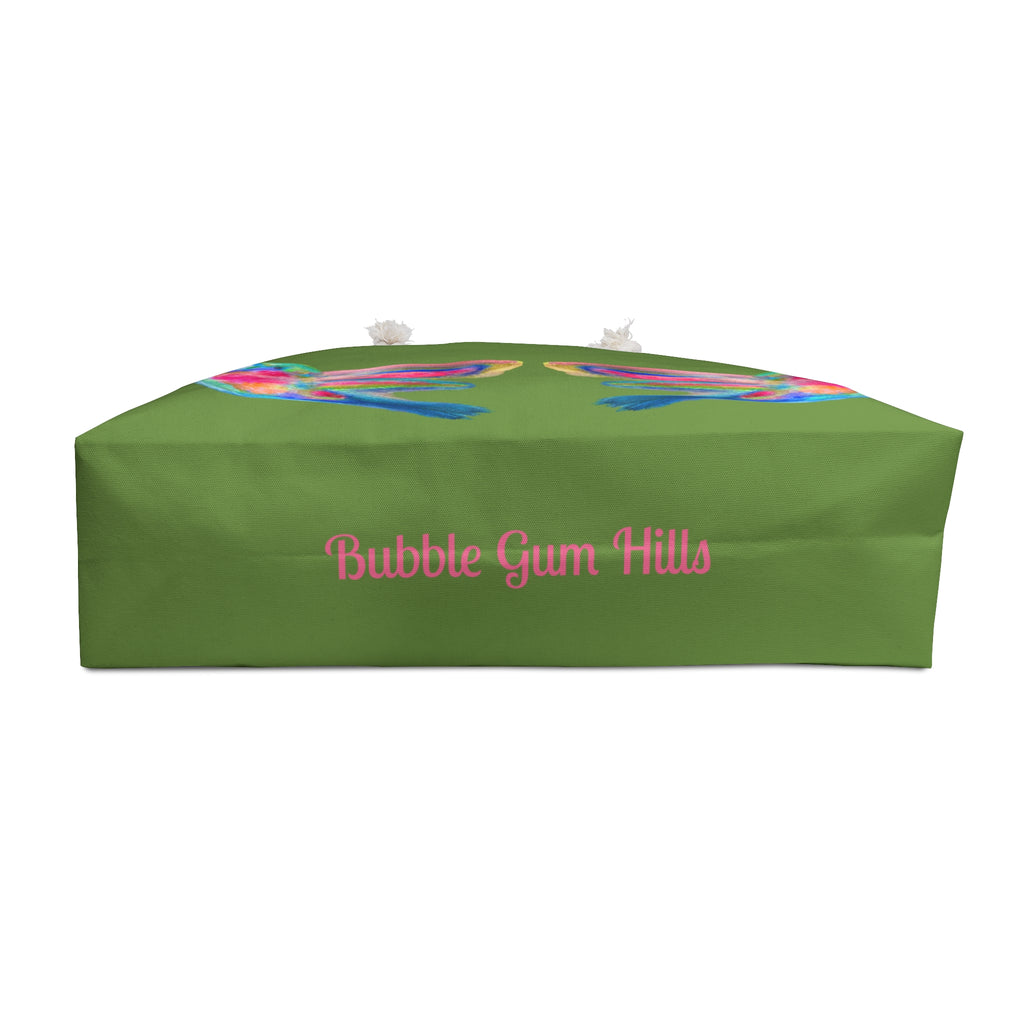 Colorful Hummingbirds Green Weekender Tote Bag