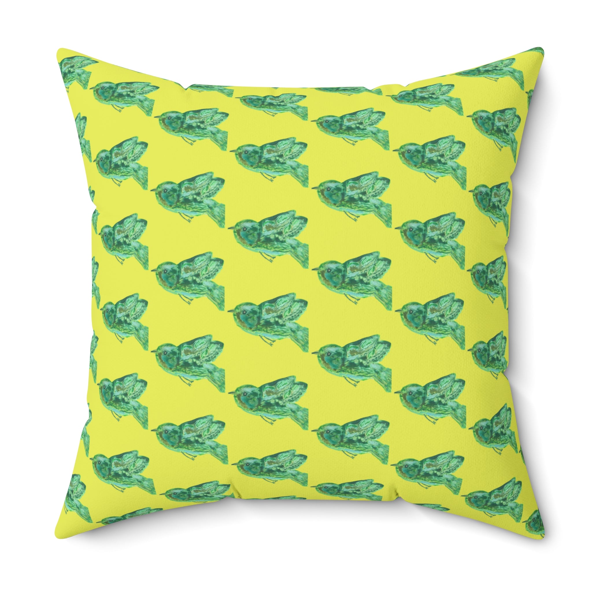 Green Birds Flock Vibrant Lime Decorative Throw Pillow