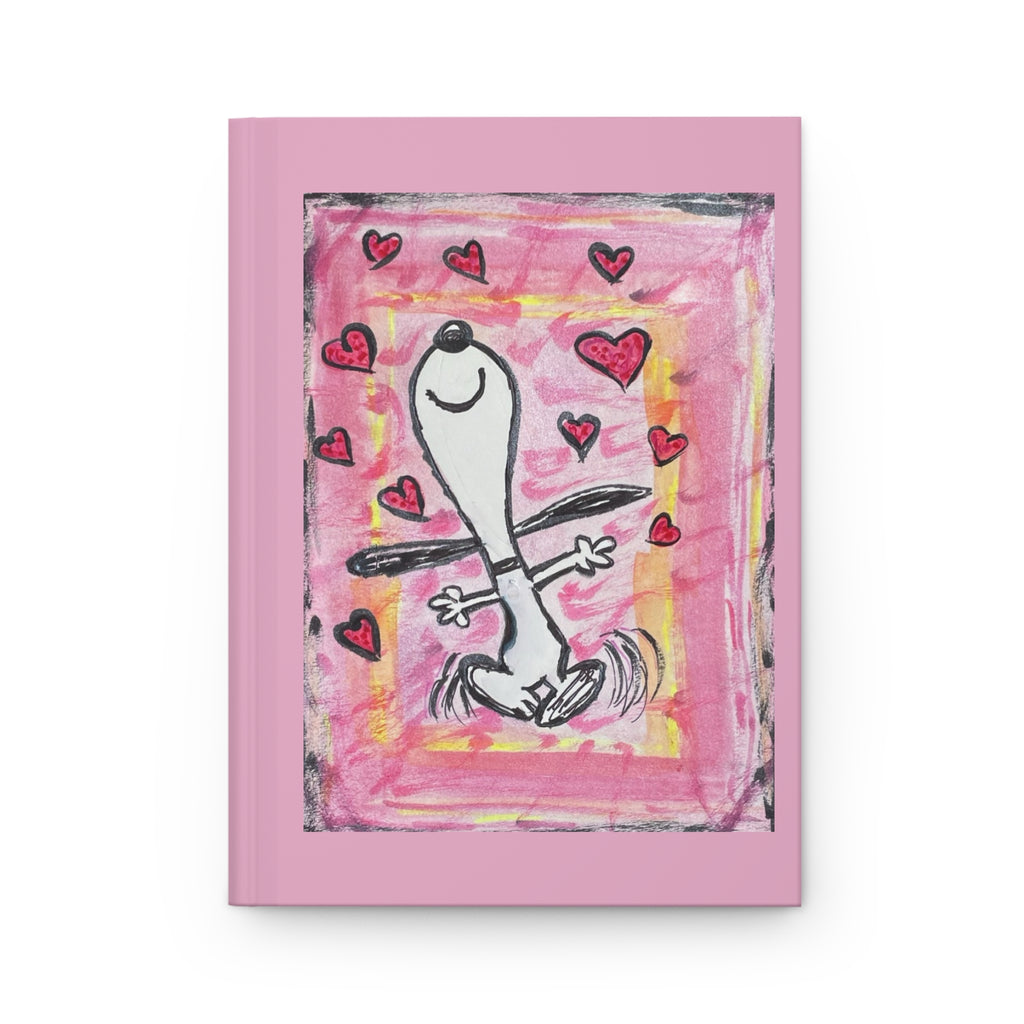 Happy Dancing Beagle Dog with Hearts Journal (Pink)