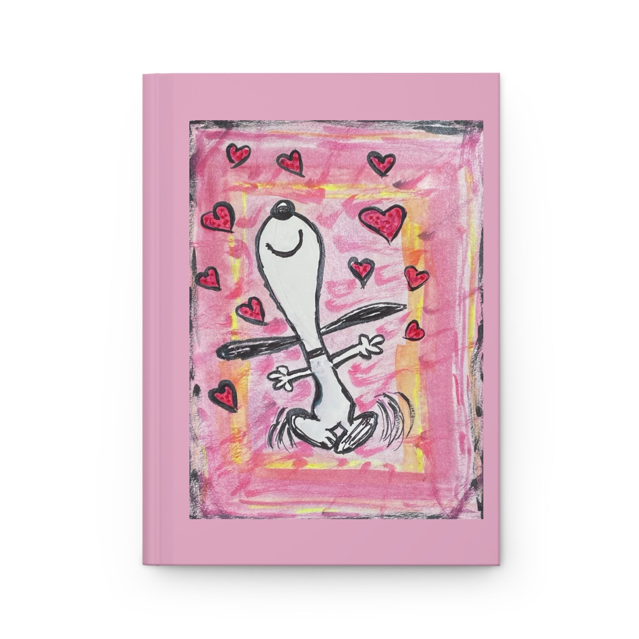 Happy Dancing Beagle Dog with Hearts Journal (Pink)