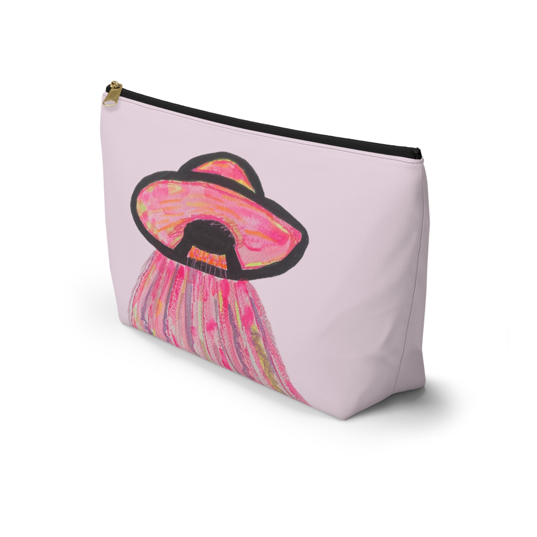 Fun Pink Spaceship UFO Aliens "We Come in Pink" Makeup Pouch Accessories Day or Travel Bag Small & Large
