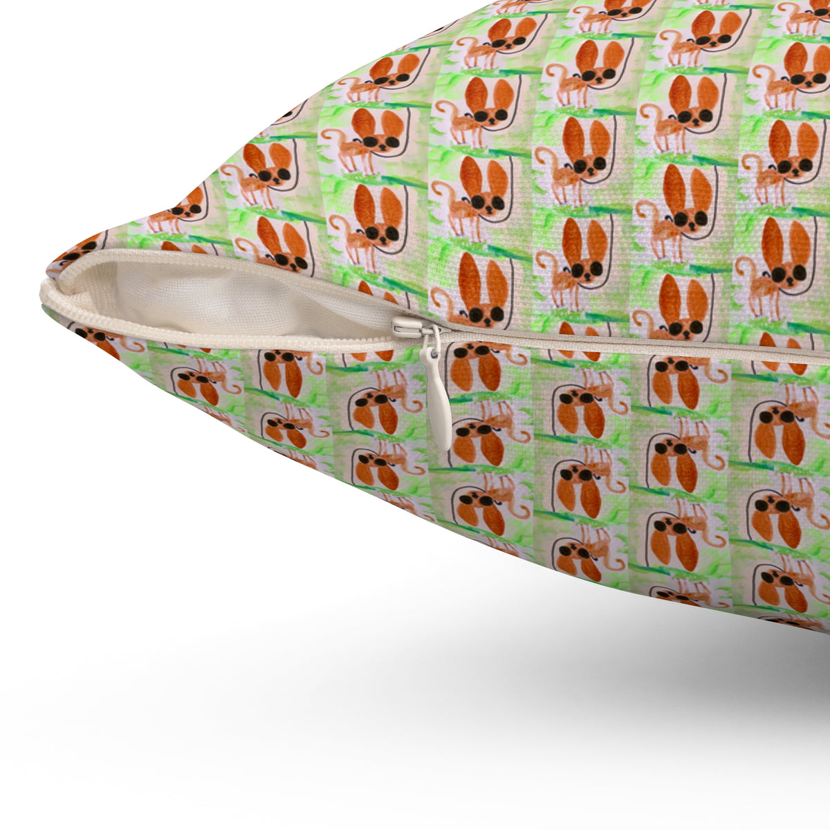 Tiny Chihuahua Dog Walk Pattern Square Throw Pillow- Novelty Dopamine Pillow for Dog Lovers