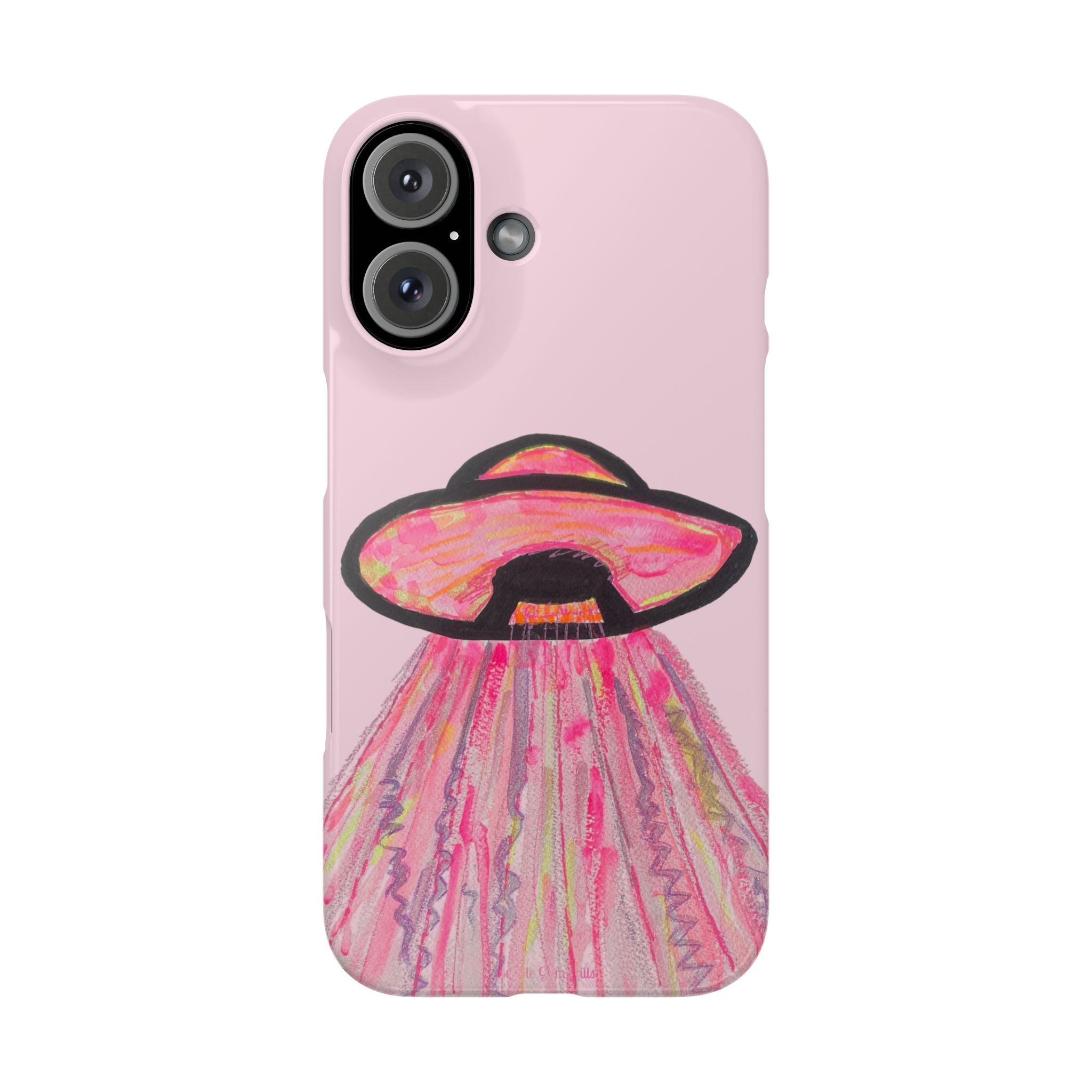 Pink UFO Phone Case — Cute Pastel Alien Abduction Slim Case