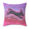 "The Zoomies" Puppy  Pink and Purple  Decorative Throw Pillow