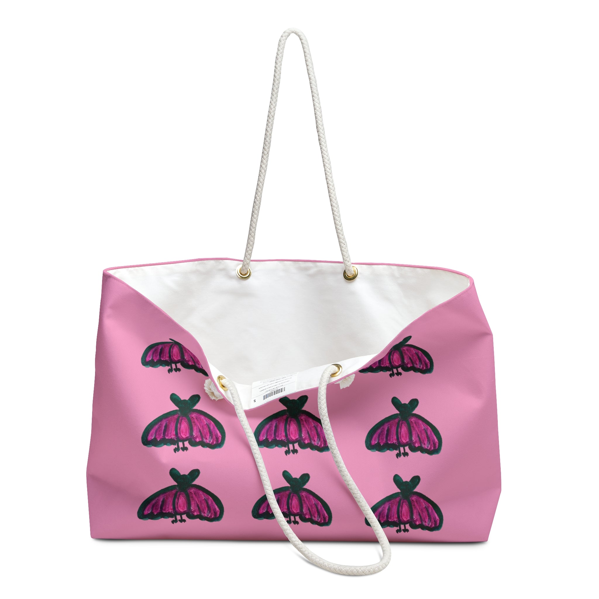 Cute Baby Bats Pink & Black Large Shoulder Tote Bag For Day or Travel