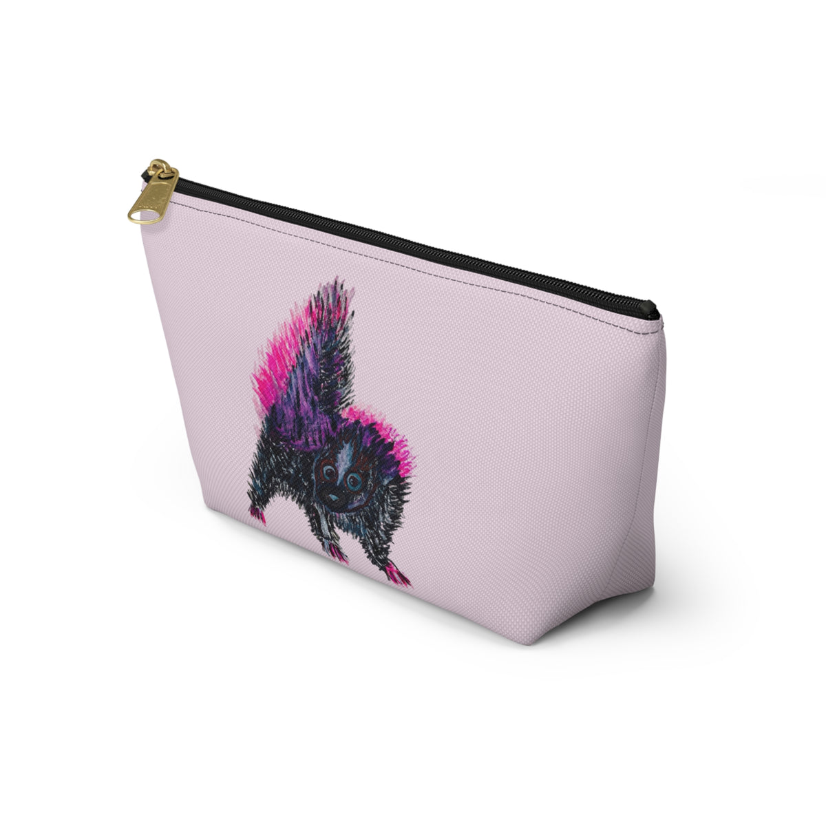 Pink & Black Skunks Accessories Makeup Day or Travel Pouch Zipper Bag Small & Large