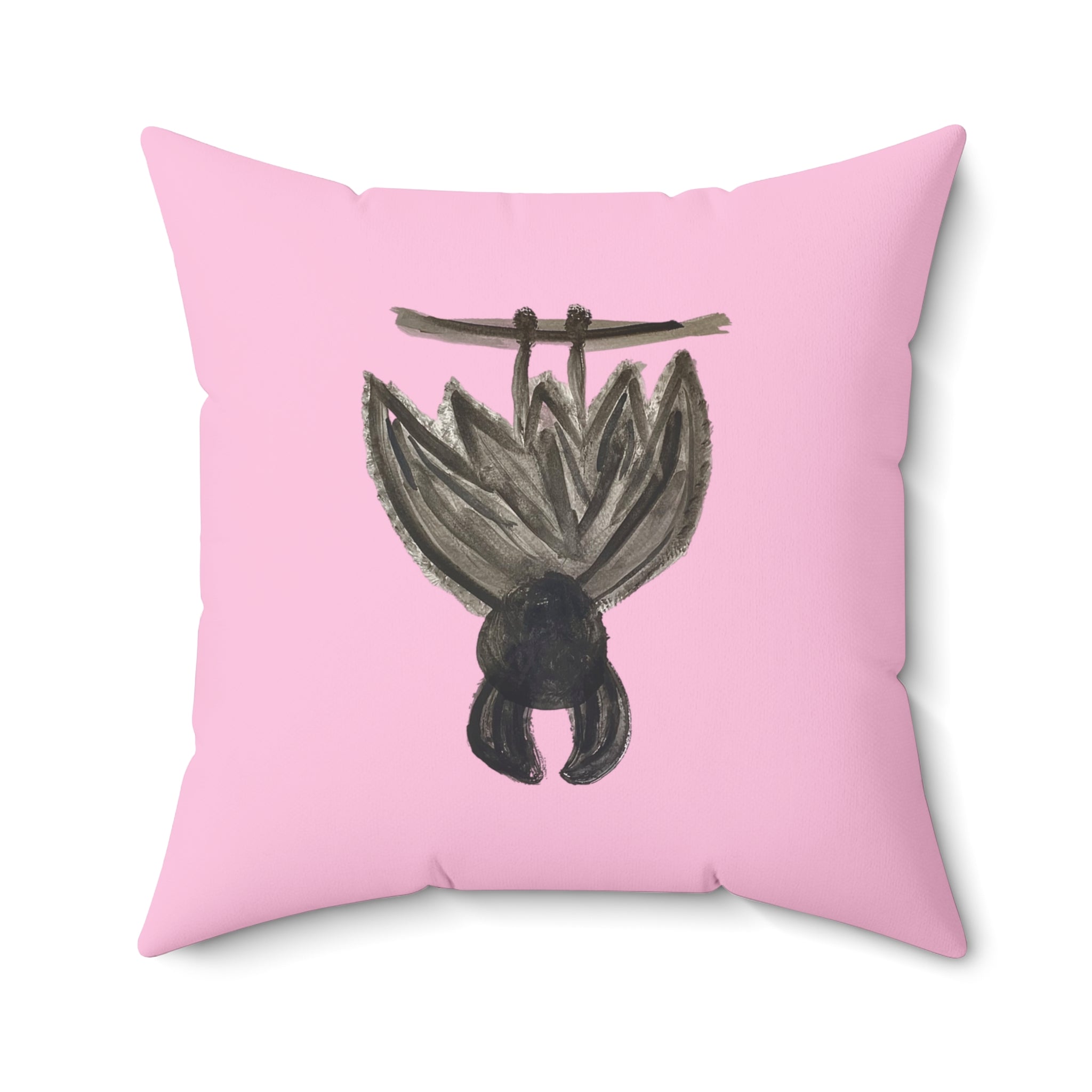 Bats Decorative Pink Halloween Pillow — "Wake Me Up When The Candy Arrives"