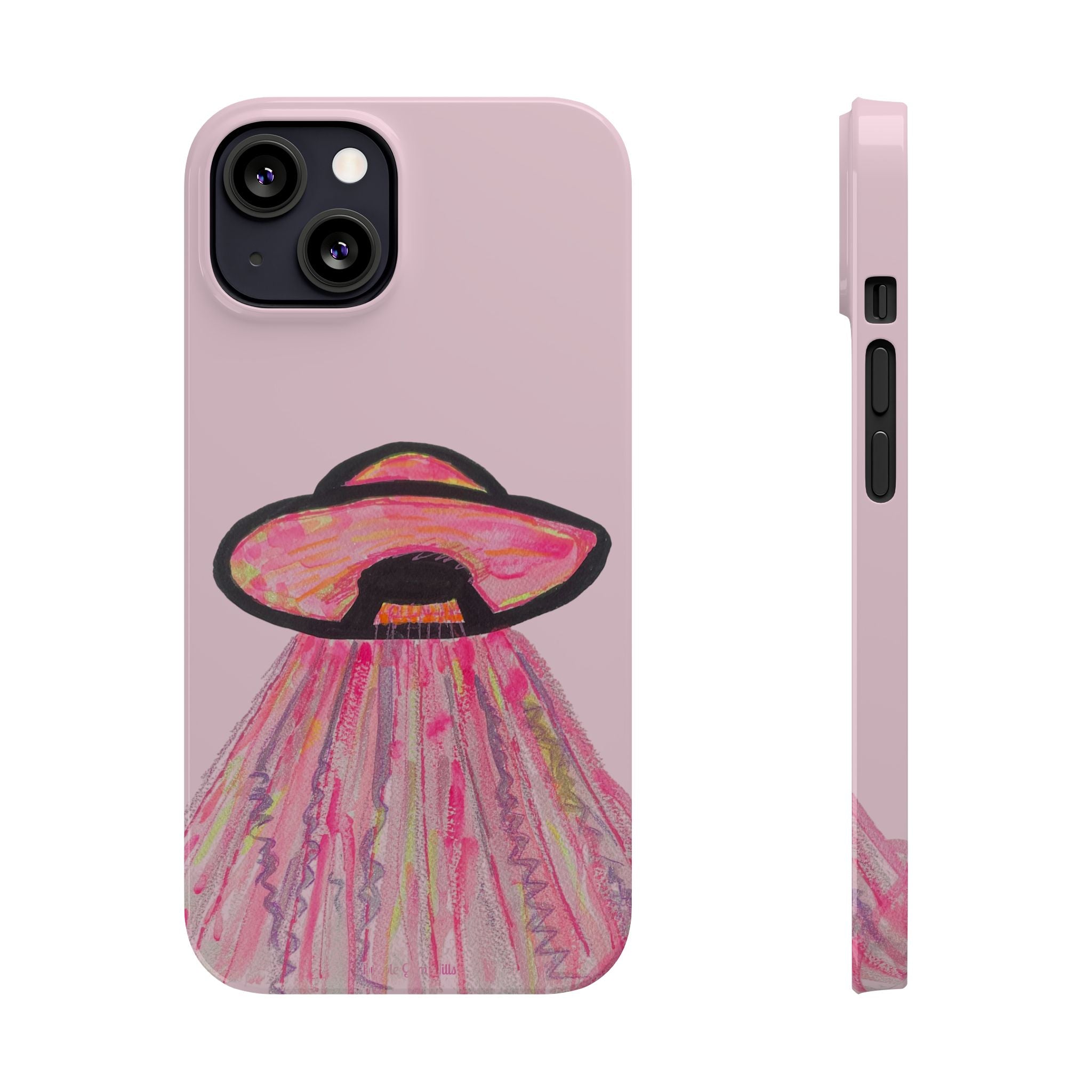 Pink UFO Phone Case — Cute Pastel Alien Abduction Slim Case