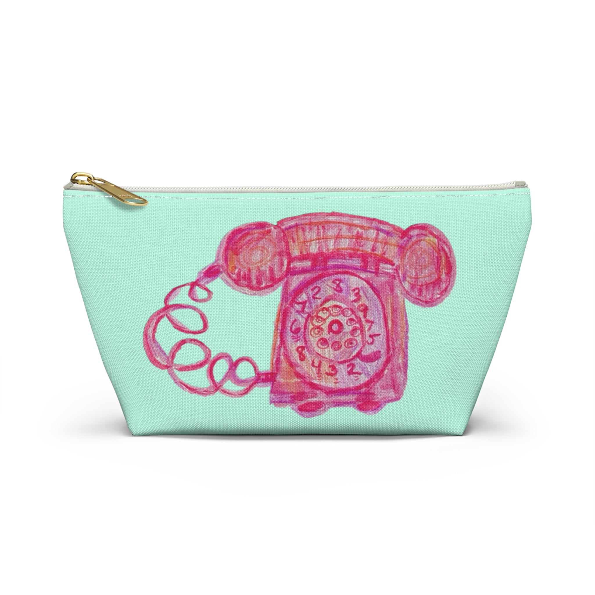 Dolce Vita "Ciao Bella!" Retro Pink Phone Accessory Makeup Pouch Zipper Bag Small & Large
