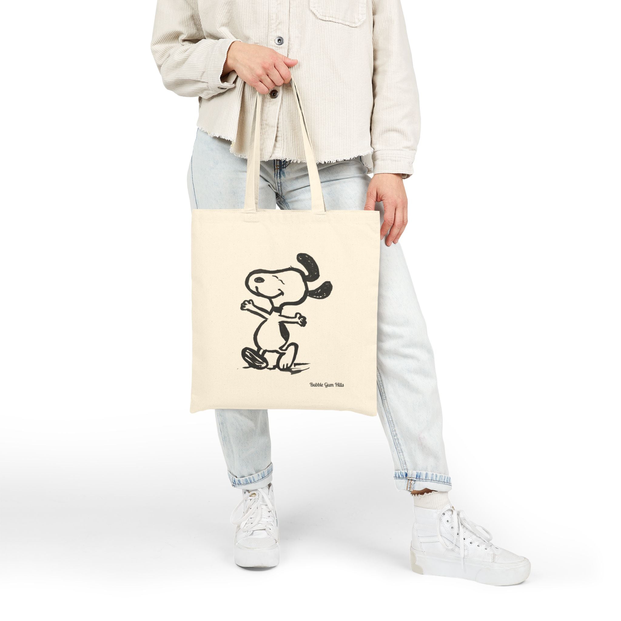 Cute Doggy Style Illustration Canvas Tote | Double -Sided- Happy Dance- Begging Face