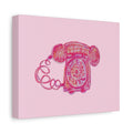 Vintage Pink Rotary Telephone Matte Wall Art Canvas
