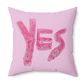 Pink 2- Sided 'Yes' & 'No' Accent  Decorative Throw Pillow — Playful & Fun