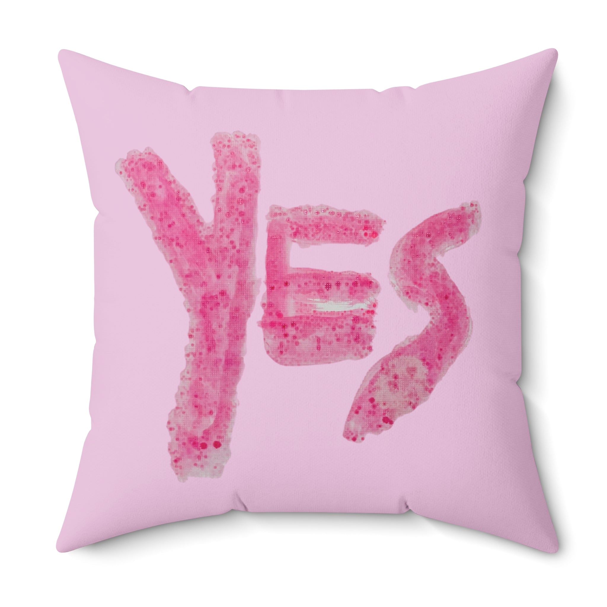 Pink 2- Sided 'Yes' & 'No' Accent  Decorative Throw Pillow — Playful & Fun