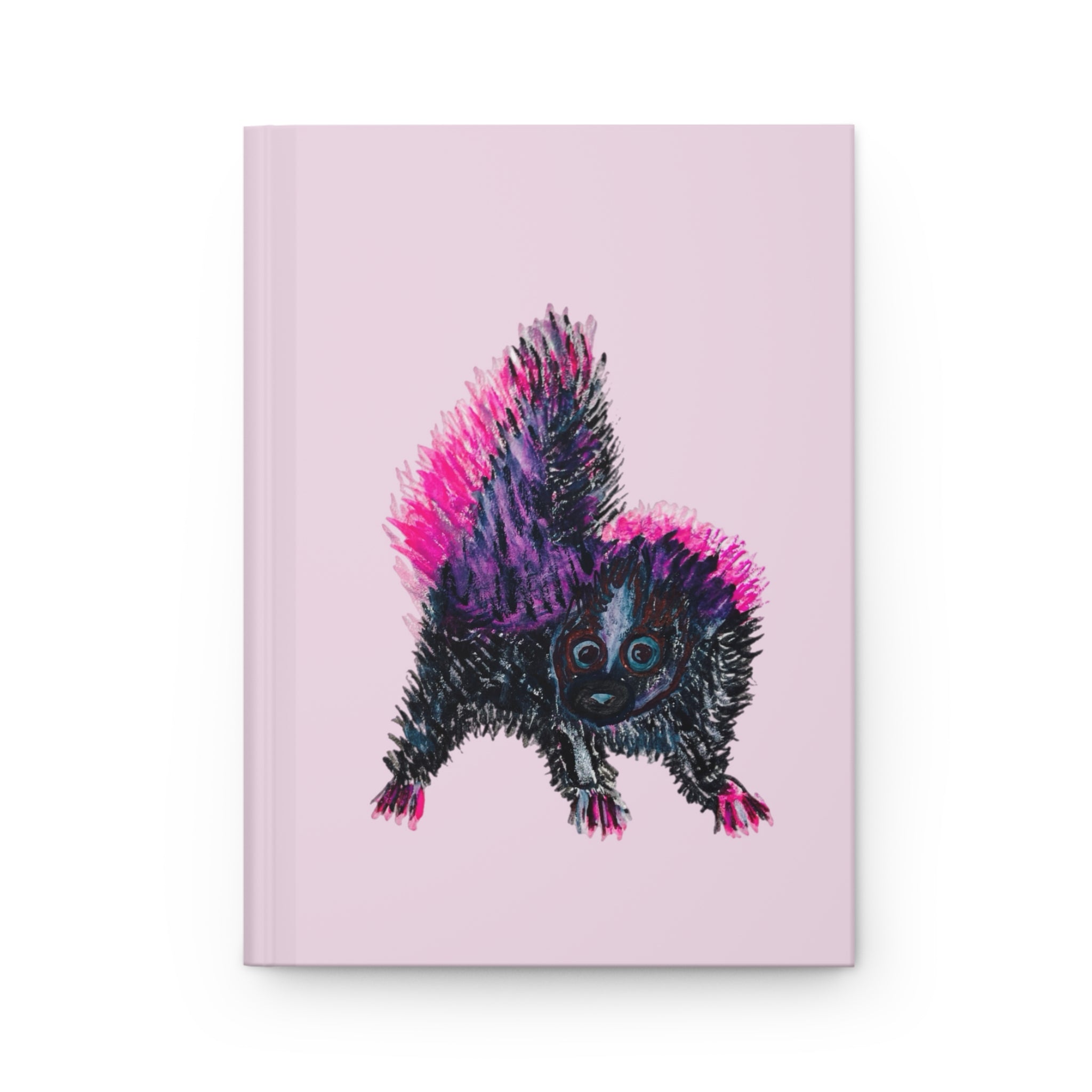 Pink Purple Mama Skunk & Baby Skunks Matte Hardcover Pink Journal — Notebook for Notes & Gifts