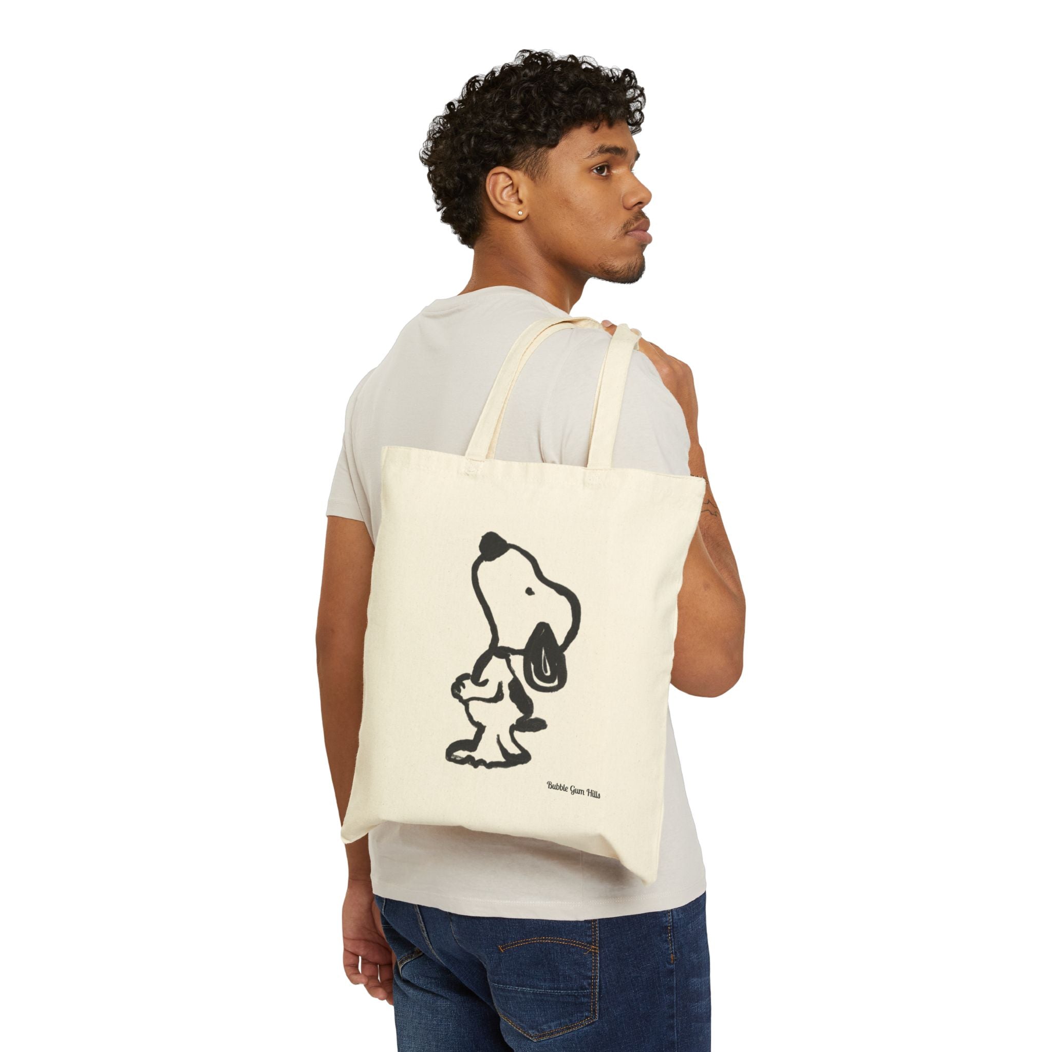 Cute Doggy Style Illustration Canvas Tote | Double -Sided- Happy Dance- Begging Face