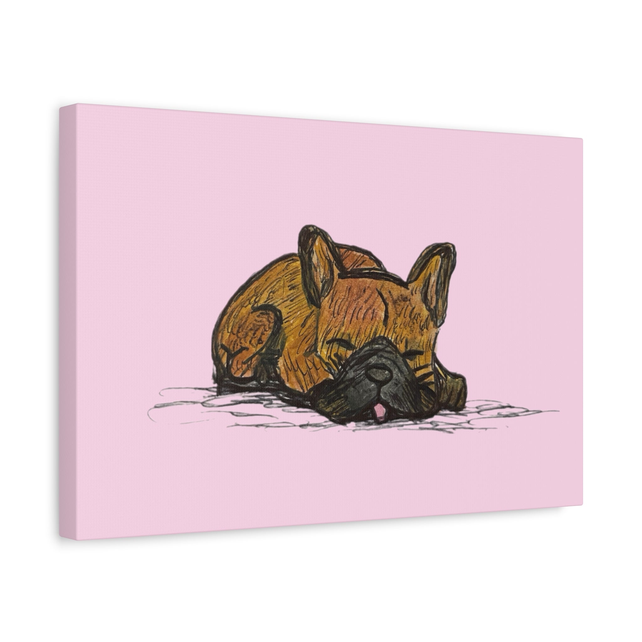 Sleeping Chocolate French Bulldog Pop Wall Art Canvas – Vibrant Cute Dog Wall Decor