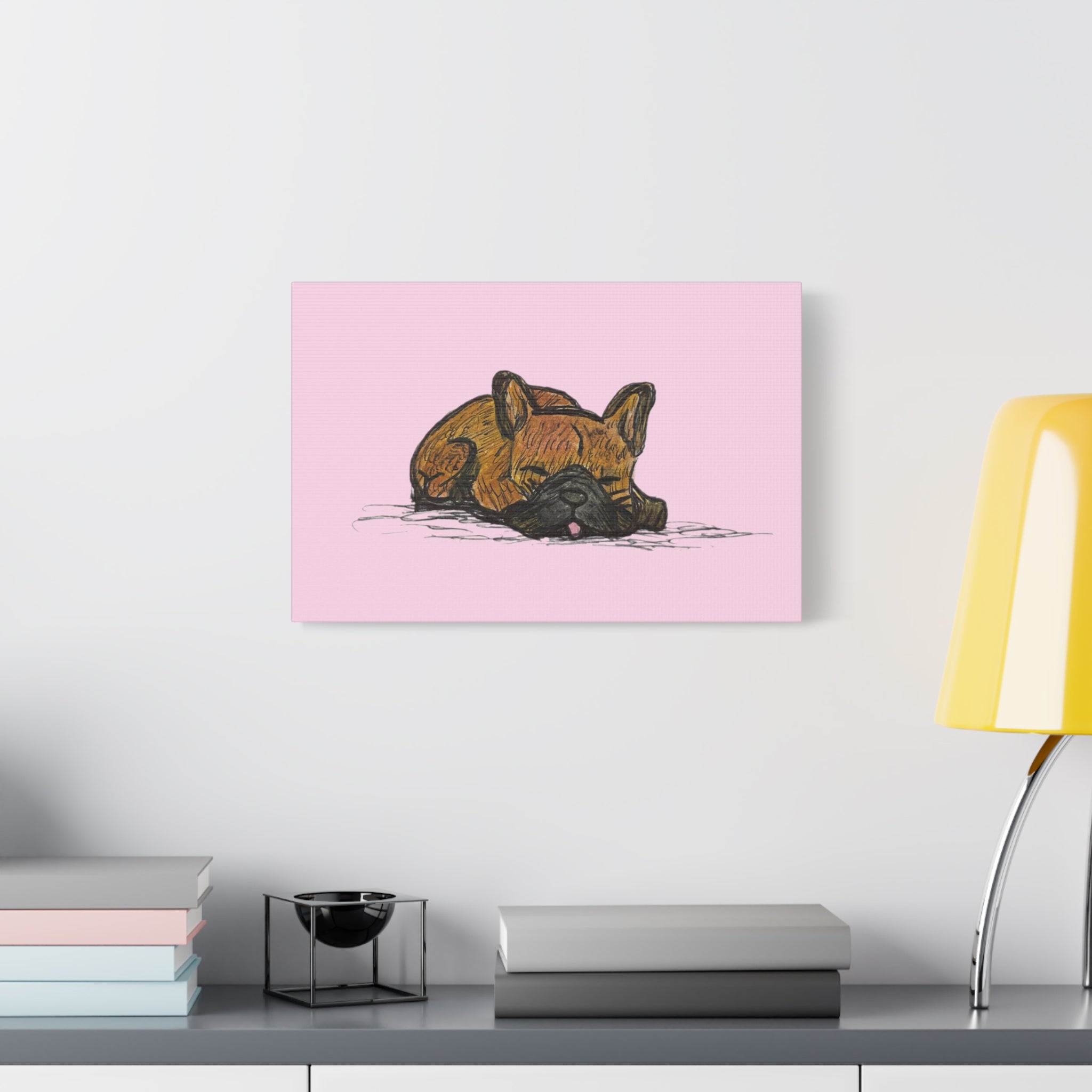 Sleeping Chocolate French Bulldog Pop Wall Art Canvas – Vibrant Cute Dog Wall Decor