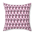 Pink Puppy Poppy Storytime Decorative Pillow — Cute Hand-Drawn Dog Design