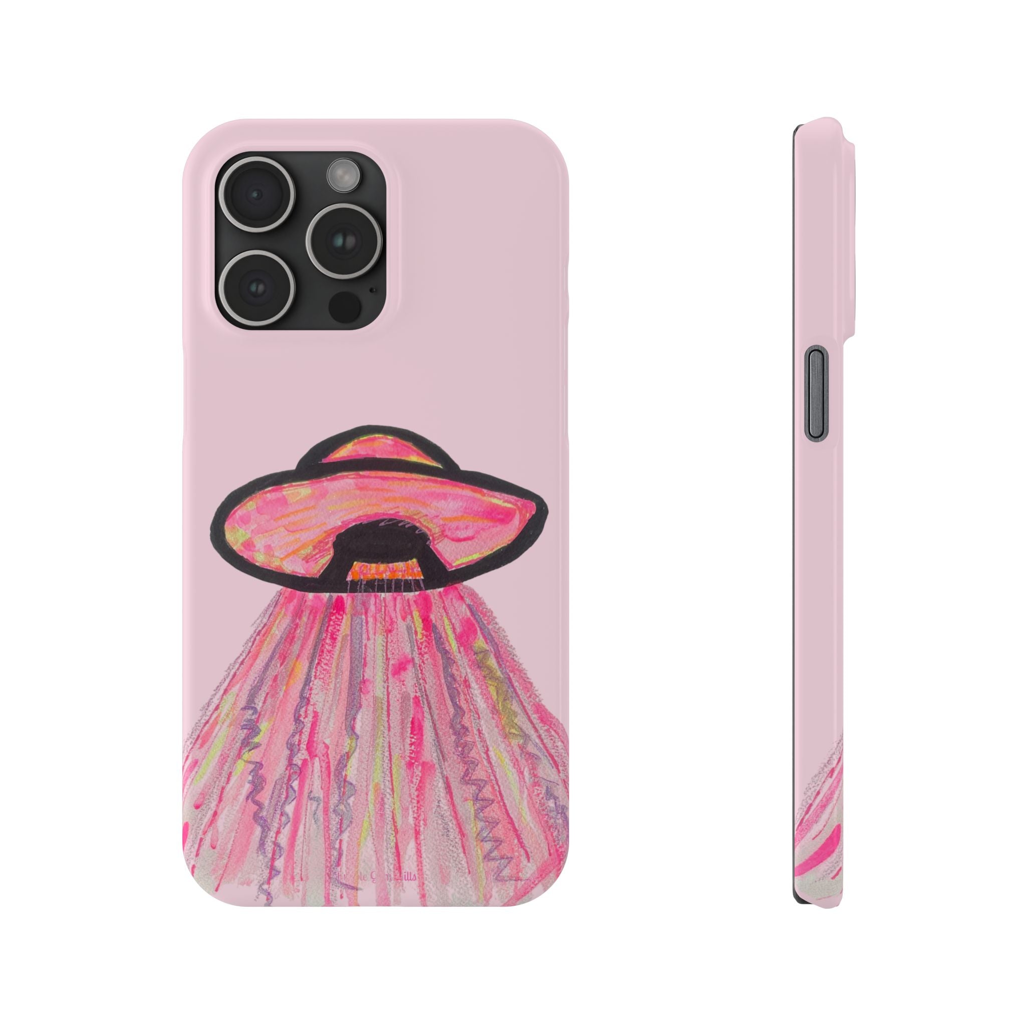 Pink UFO Phone Case — Cute Pastel Alien Abduction Slim Case
