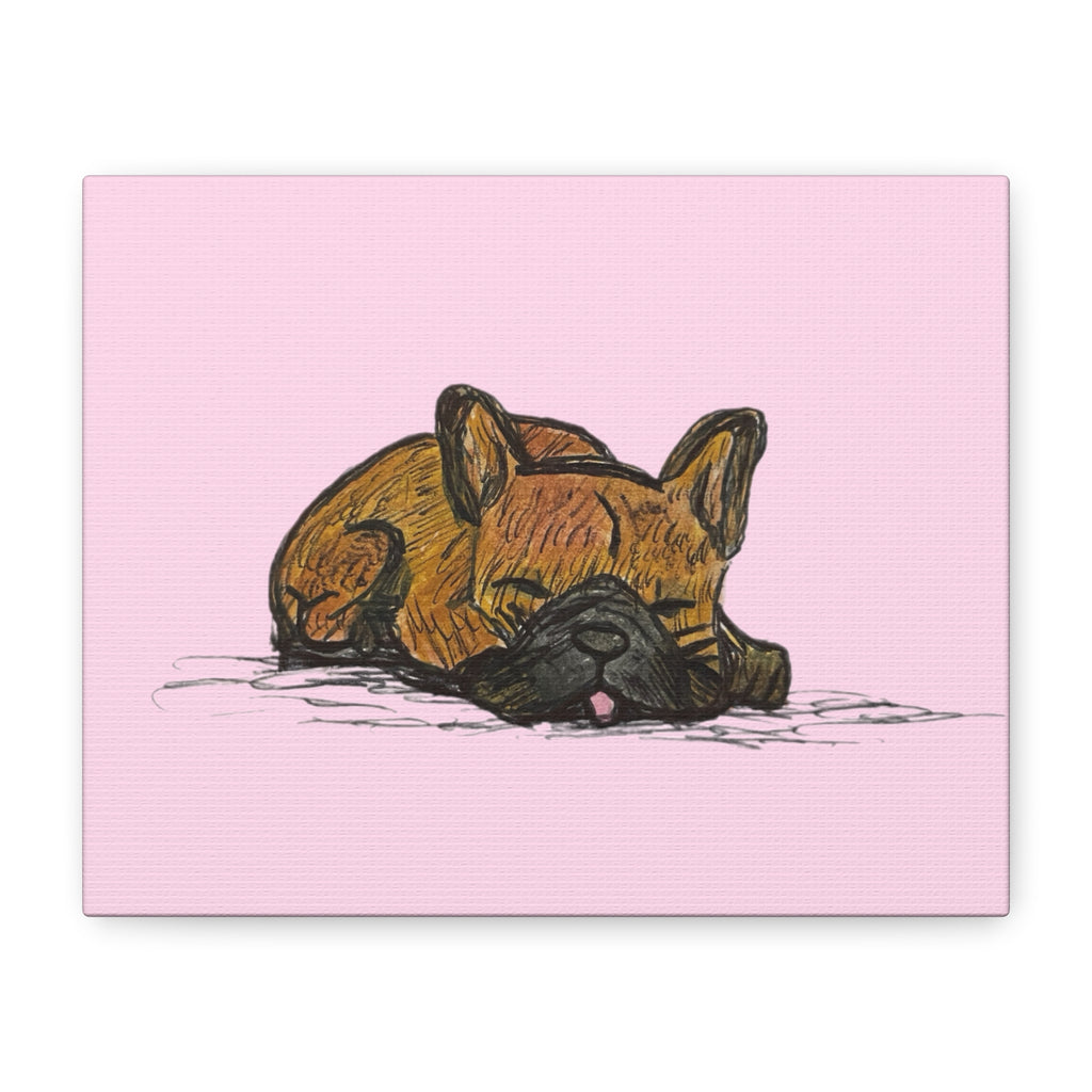 Sleeping Chocolate French Bulldog Pop Wall Art Canvas – Vibrant Cute Dog Wall Decor