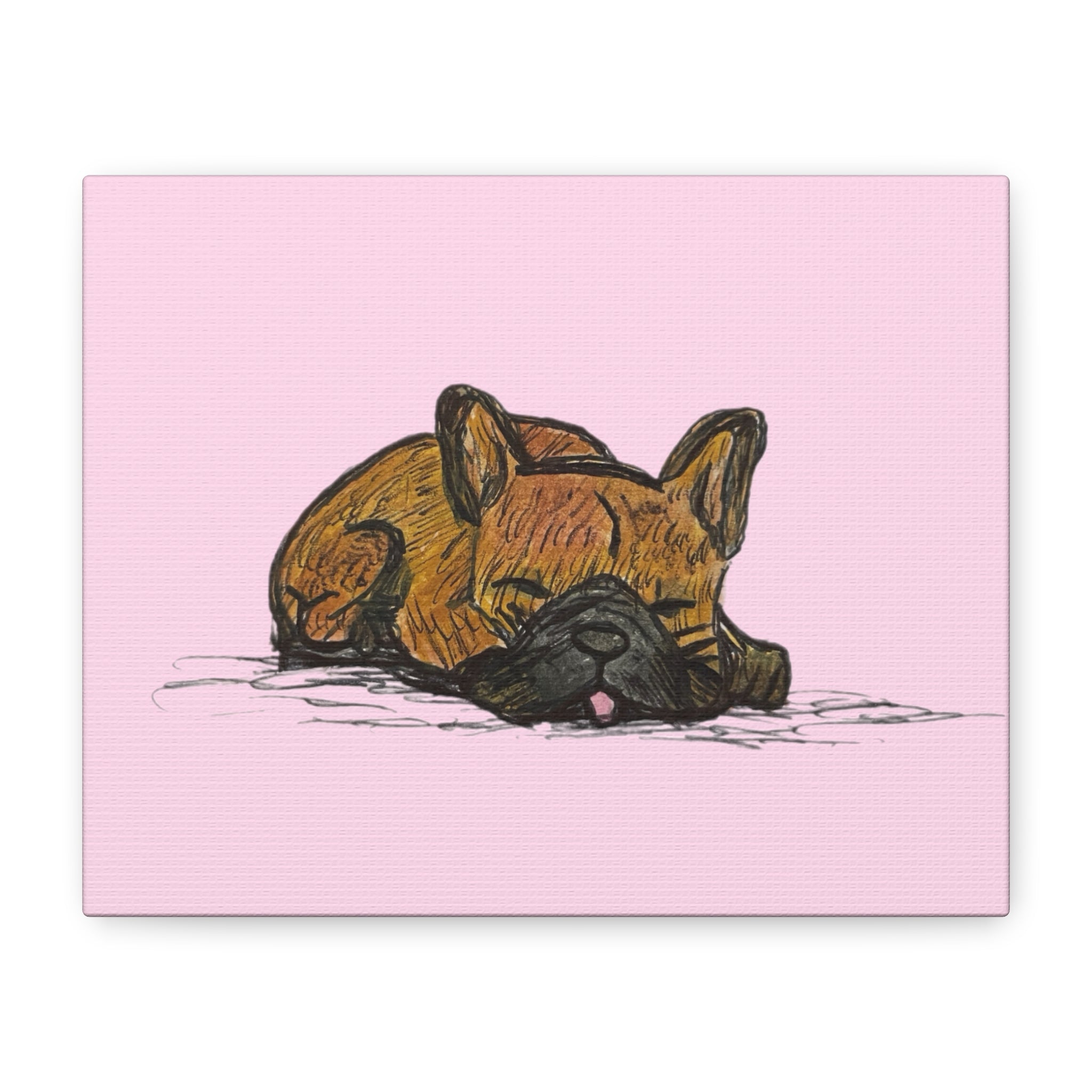 Sleeping Chocolate French Bulldog Pop Wall Art Canvas – Vibrant Cute Dog Wall Decor