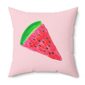 Watermelon Sliced &  Whole Two-Sided Square Pillow Decorative Summer Pink Throw Pillow