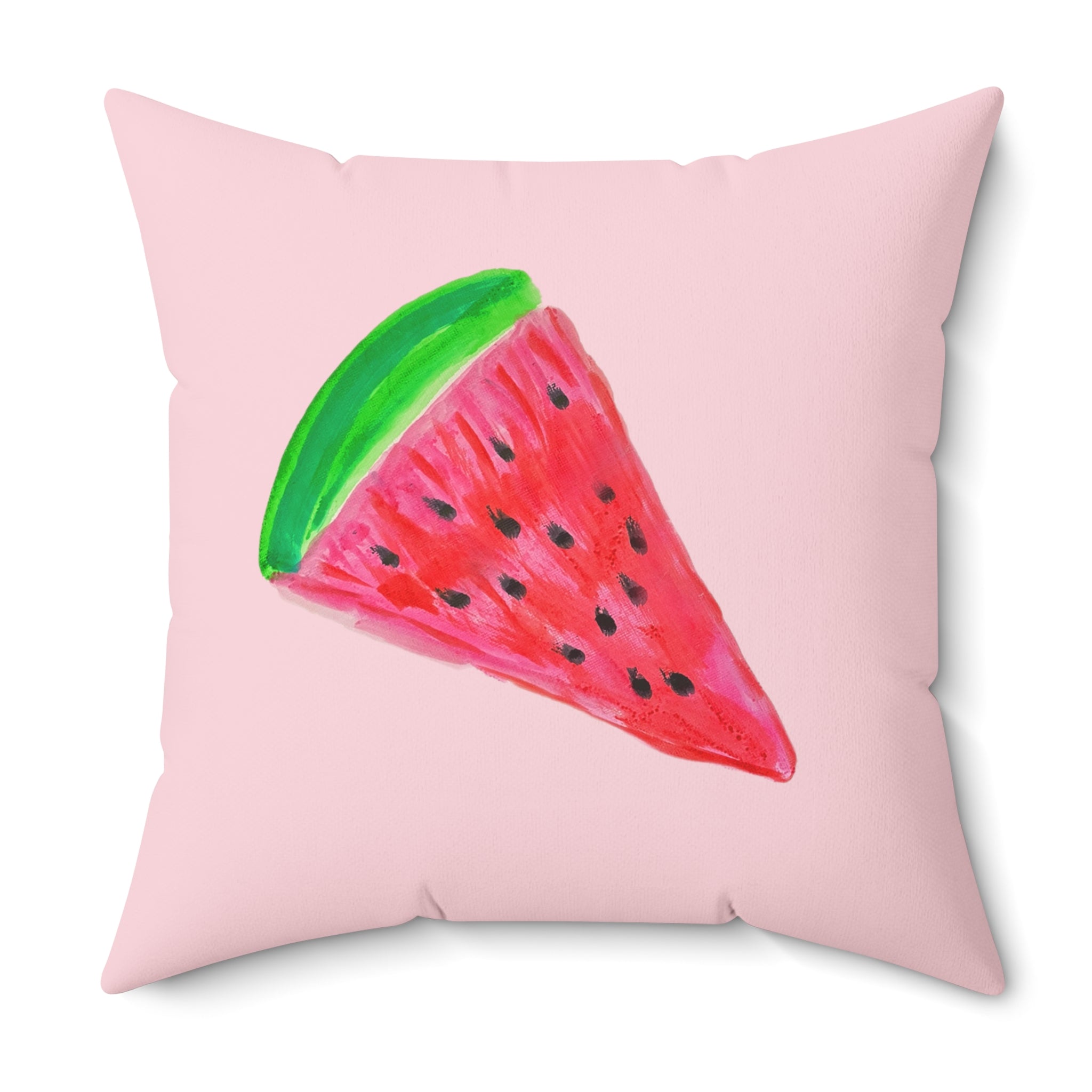 Watermelon Sliced &  Whole Two-Sided Square Pillow Decorative Summer Pink Throw Pillow