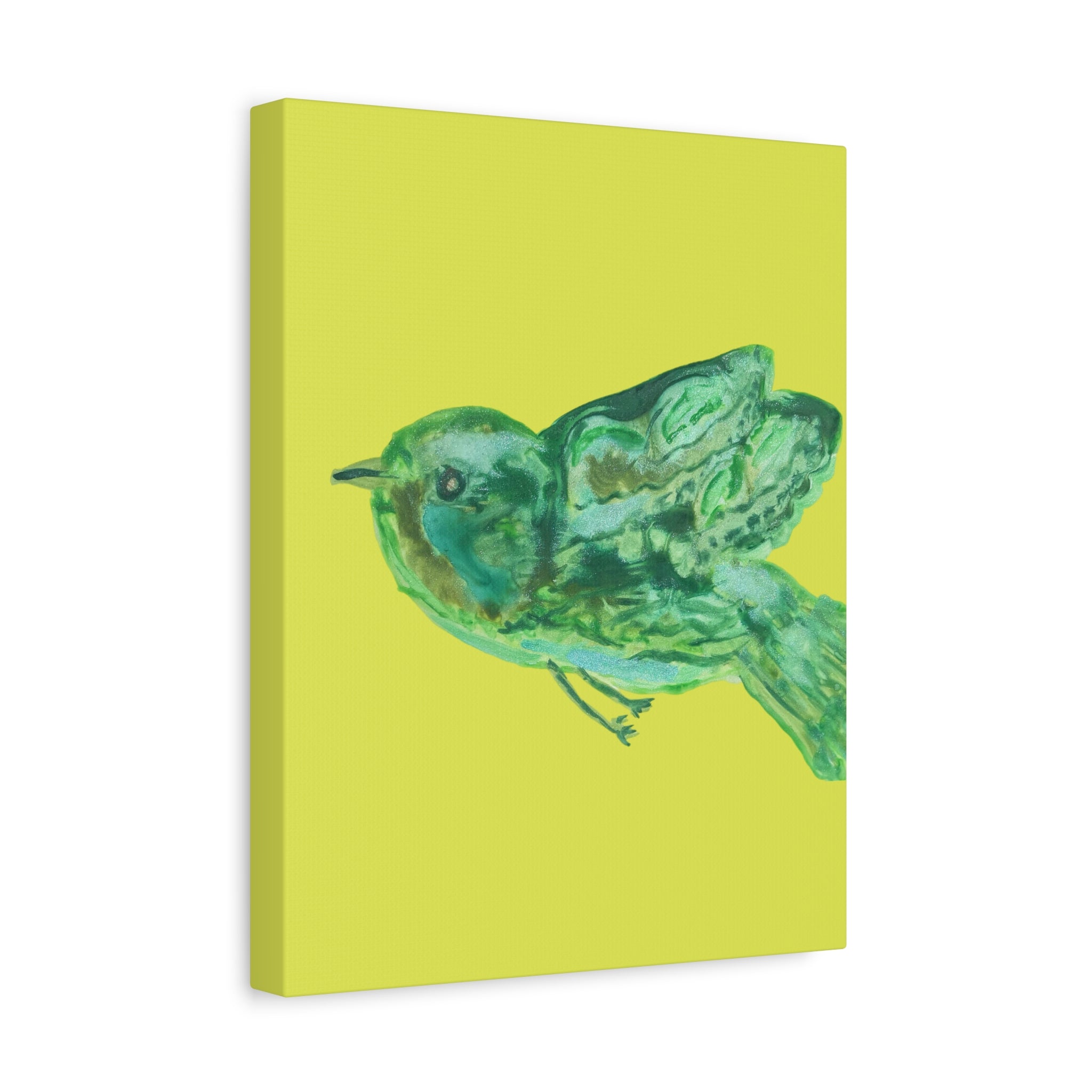 Green Bird Lime Matte Wall Art Canvas