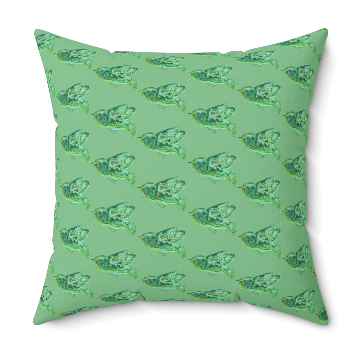 Green Birds Flock Vibrant Lime Decorative Throw Pillow