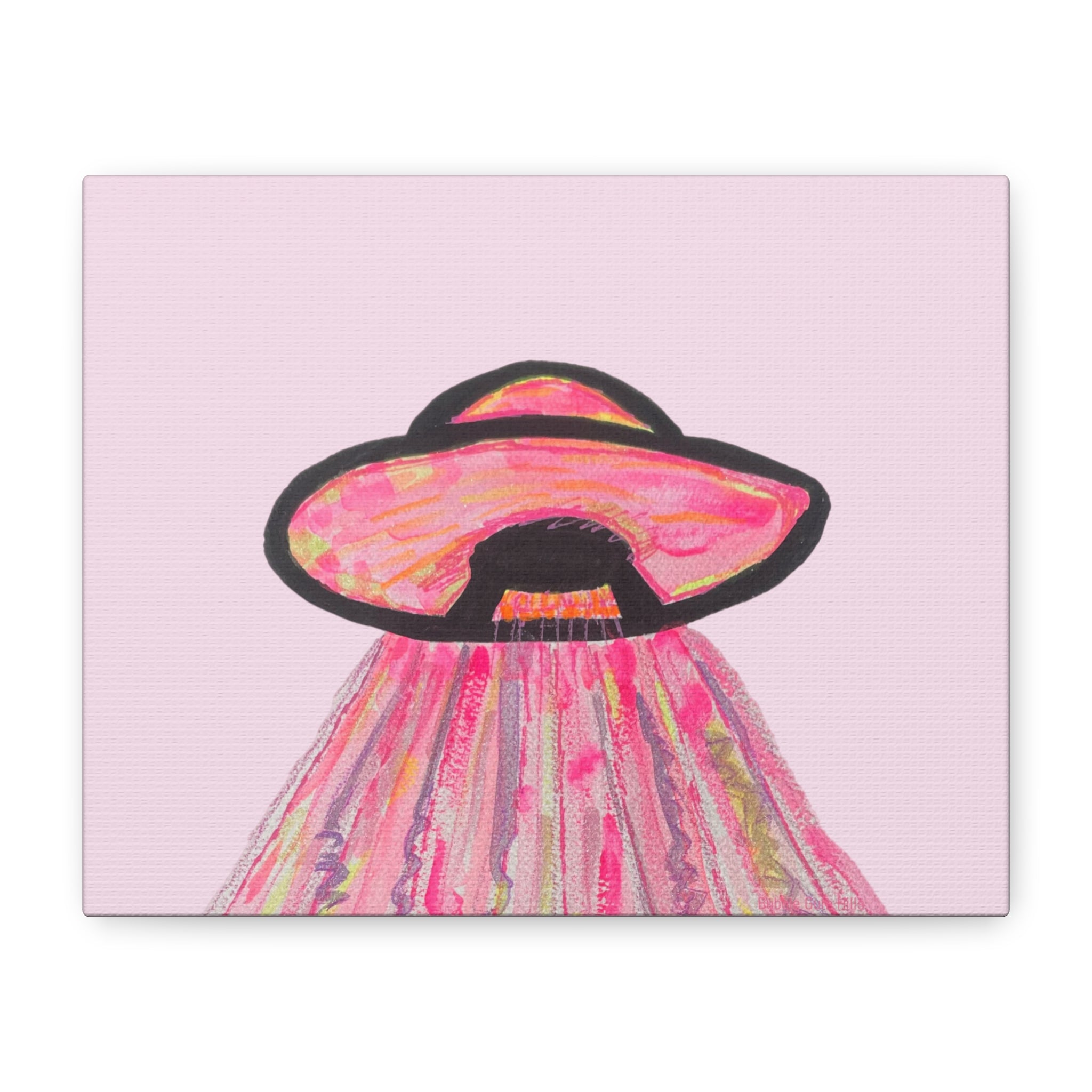 "If Aliens Were Pink" Abstract UFO Spaceship Matte Wall Art Canvas