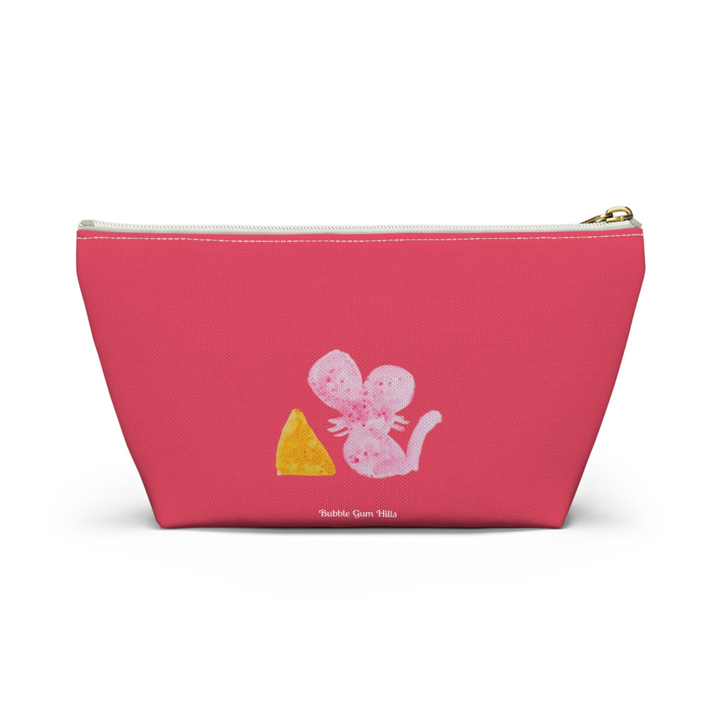 Fun Cat & Mouse Pink Accessories Makeup Zipper Bag Pouch Cute Day & Travel Bag Small & Large