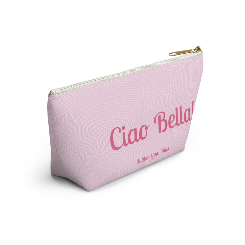 Dolce Vita "Ciao Bella!" Retro Pink Phone Accessory Makeup Pouch Zipper Bag Small & Large