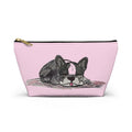 Cute Sleeping Blue French Bulldog Pink Accessory Makeup Zipper Bag Small & Large