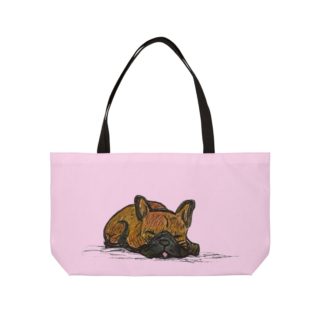 Sleeping Chocolate French Bulldog  Pink Dog Park Tote Bag – Vibrant Cute Pet Travel Bag