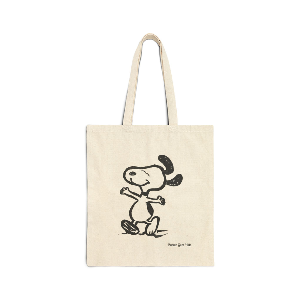 Cute Doggy Style Illustration Canvas Tote | Double -Sided- Happy Dance- Begging Face