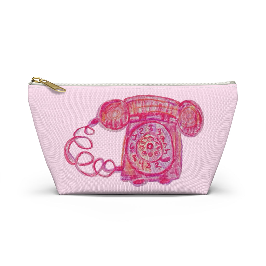 Dolce Vita "Ciao Bella!" Retro Pink Phone Accessory Makeup Pouch Zipper Bag Small & Large