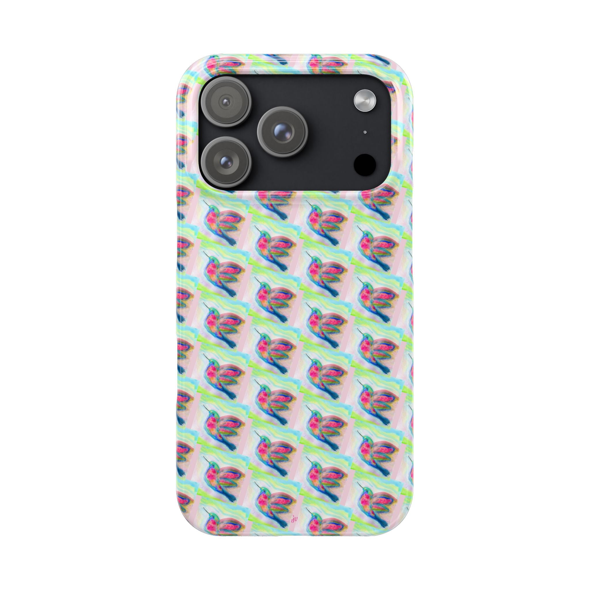 Hummingbirds Slim Phone Case — Pastel Watercolor Hummingbird Pattern Cover