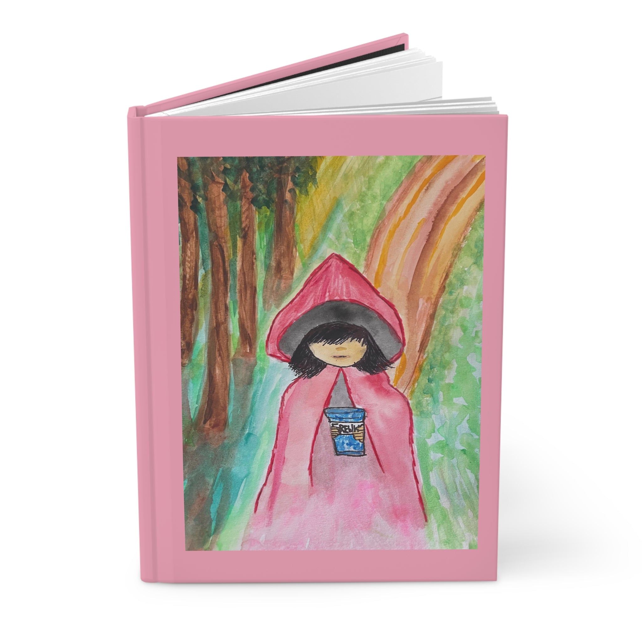Little Red Ridding Hood Delivering A Smoothie - 150 page Lined Hardcover Journal Notebook Matte
