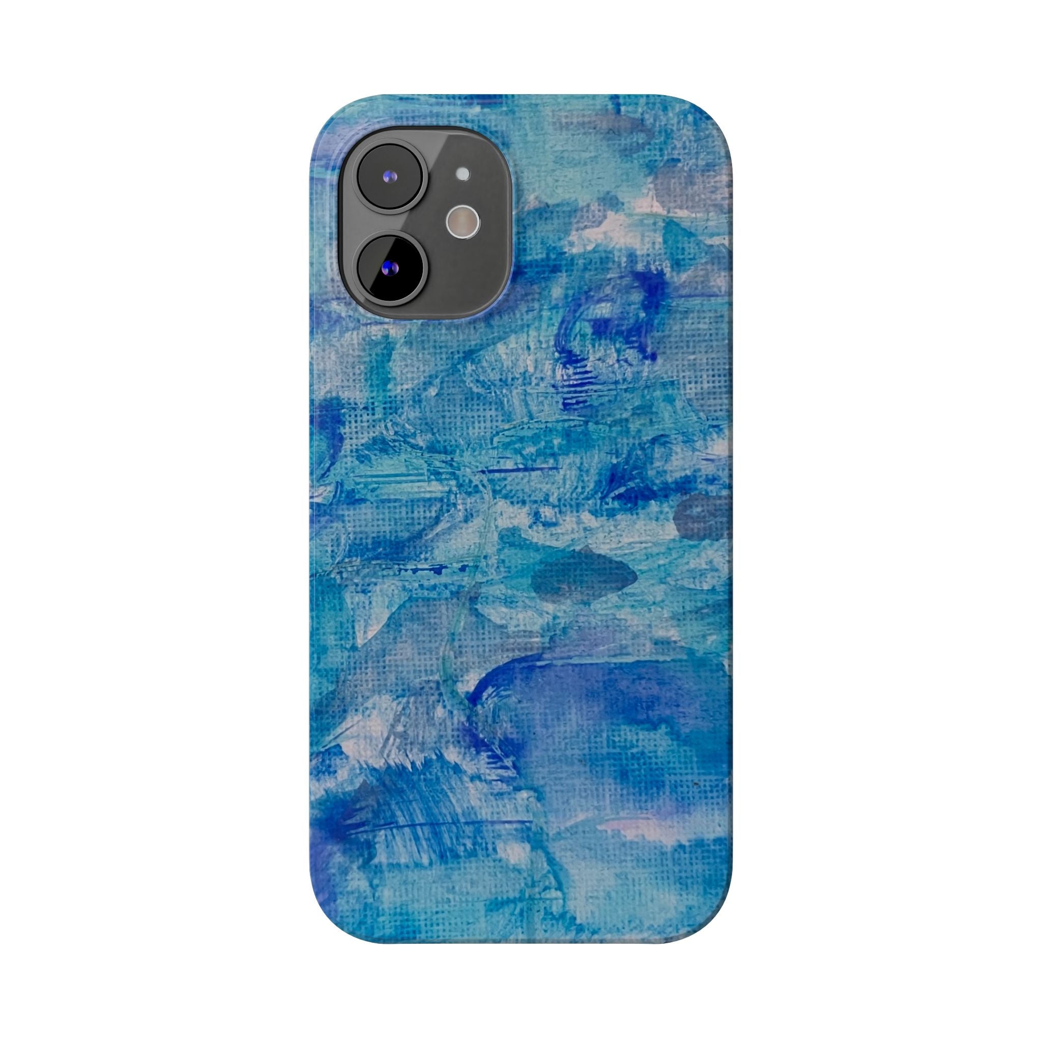 Blue Watercolor Slim Phone Case — Abstract Ocean Art Protective Cover