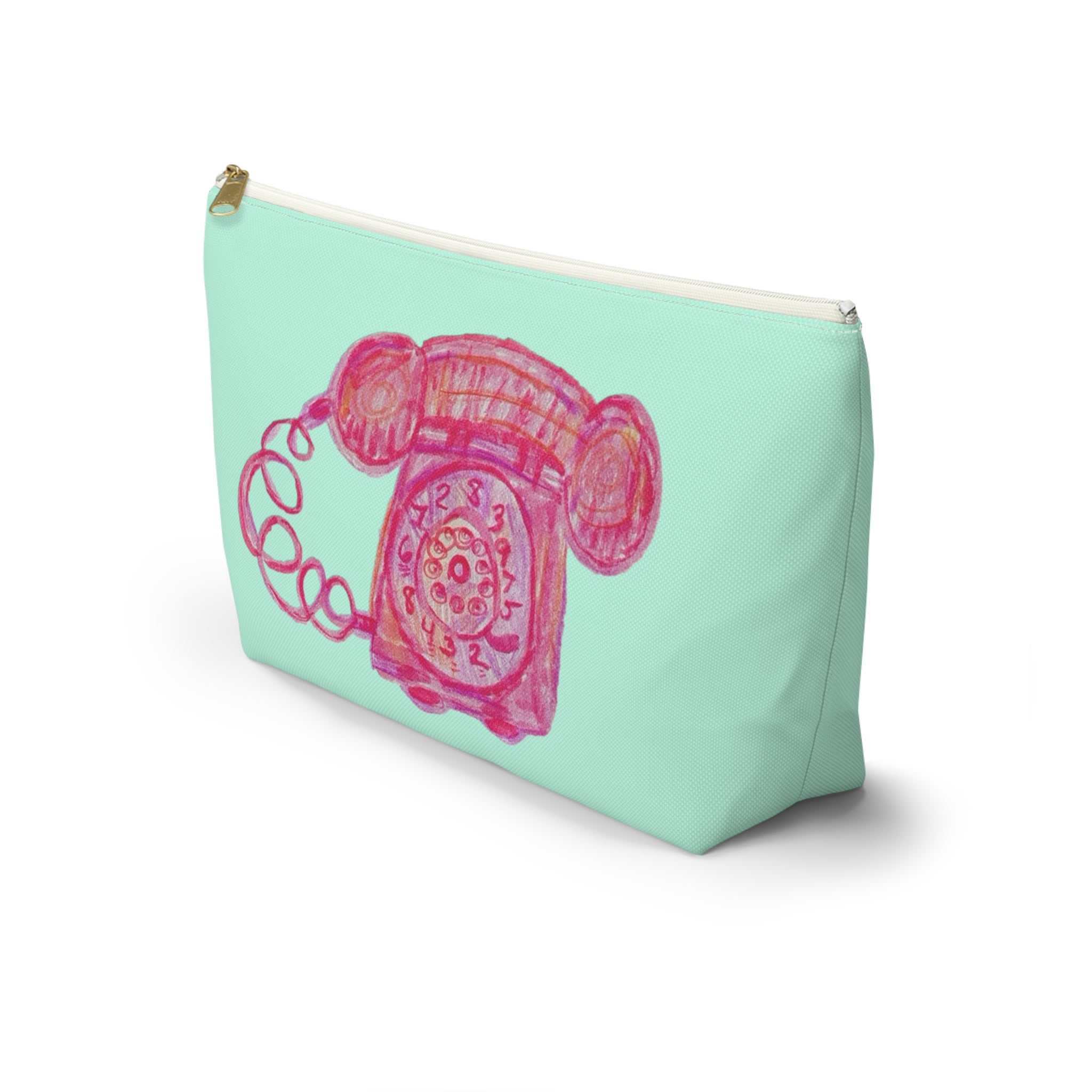 Dolce Vita "Ciao Bella!" Retro Pink Phone Accessory Makeup Pouch Zipper Bag Small & Large