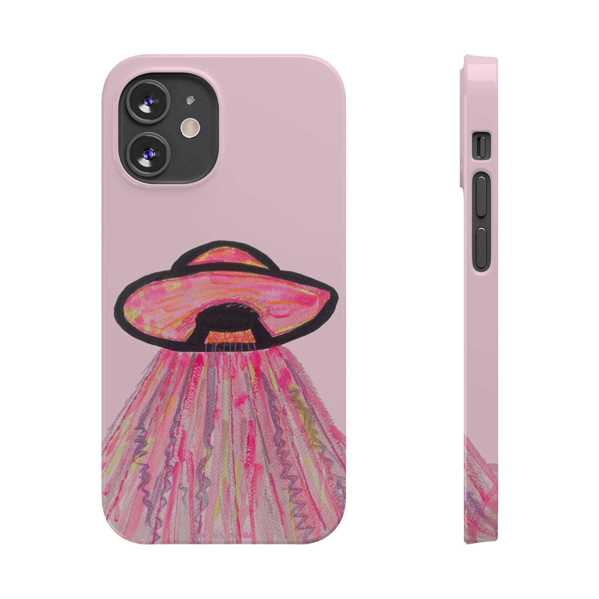 Pink UFO Phone Case — Cute Pastel Alien Abduction Slim Case