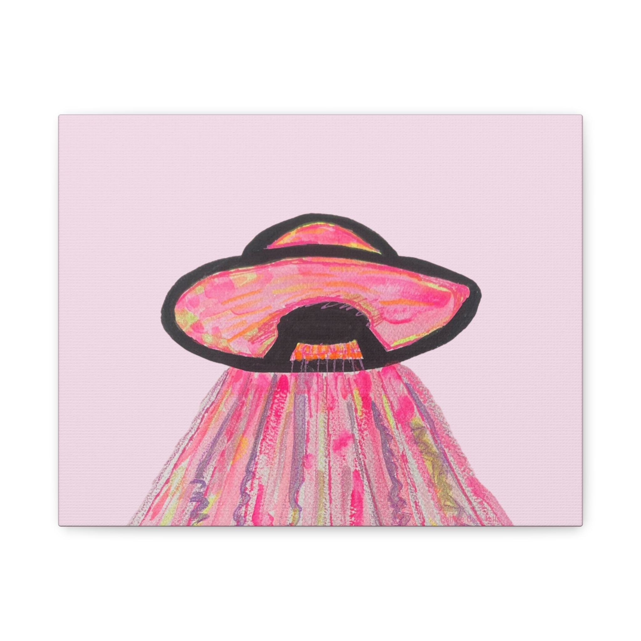 "If Aliens Were Pink" Abstract UFO Spaceship Matte Wall Art Canvas