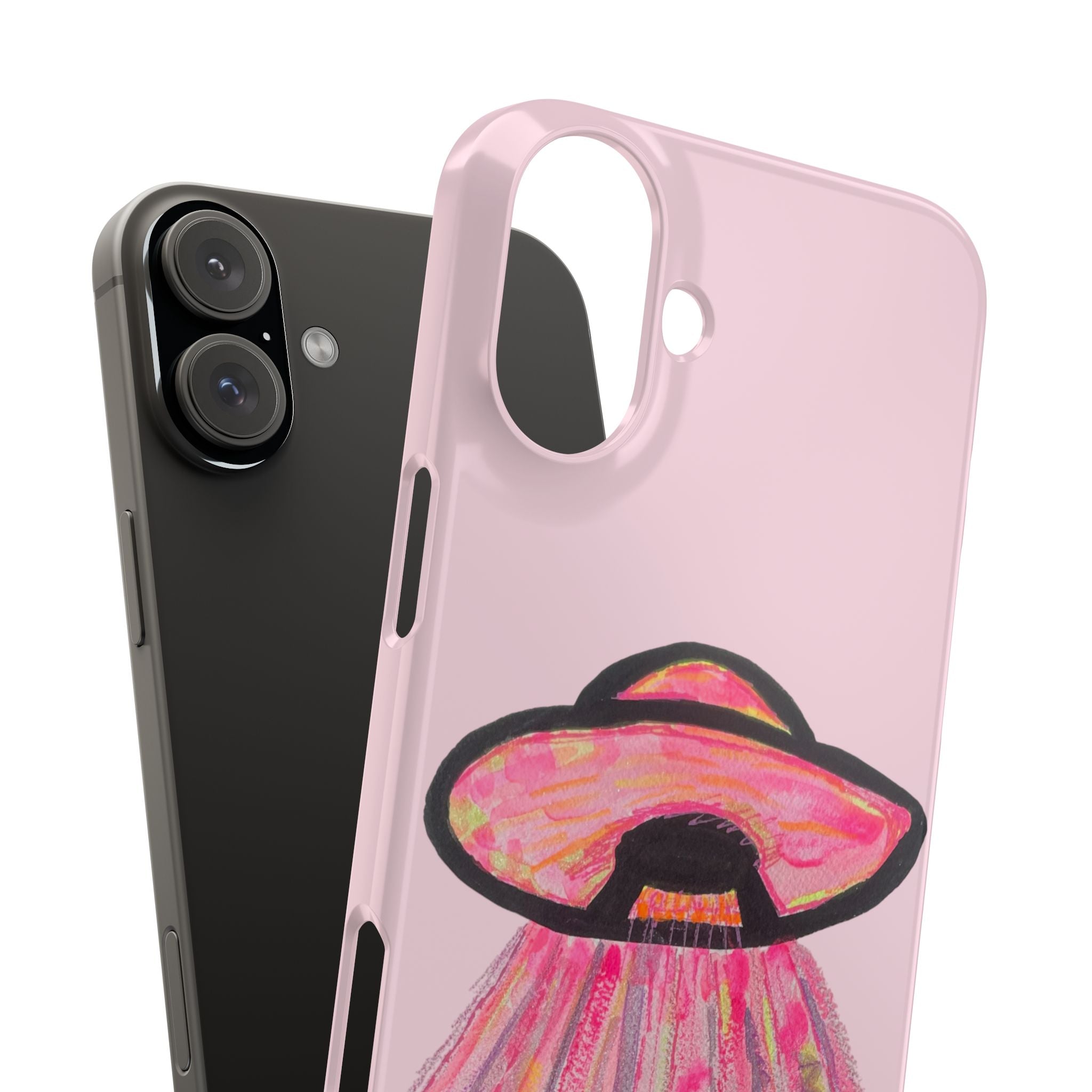 Pink UFO Phone Case — Cute Pastel Alien Abduction Slim Case