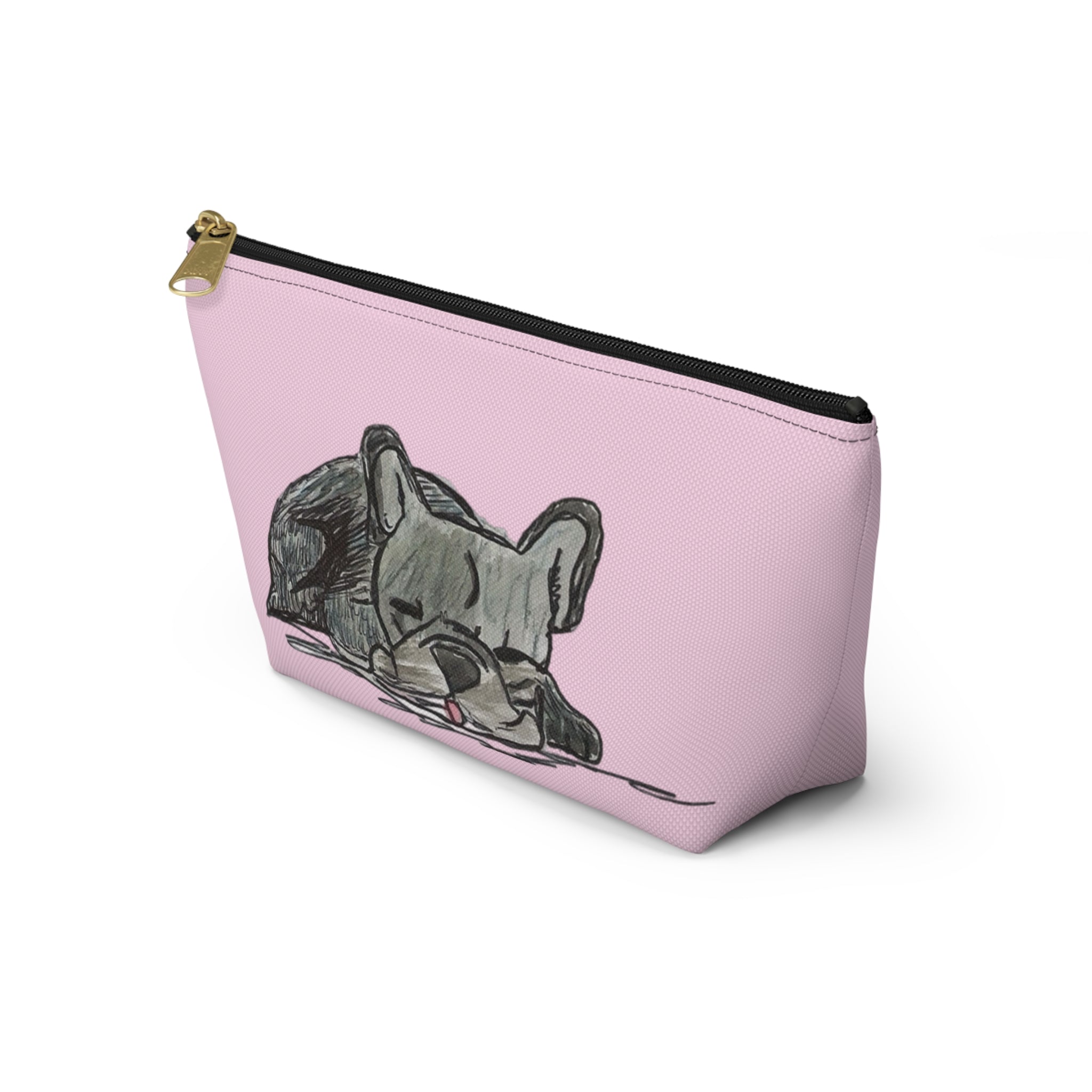 Cute Blue Gray French Bulldog Makeup Accessory Pouch Zipper Bag Day or Travel Small & Large
