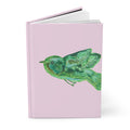 Watercolor Green Bird Pink Matte Hardcover Journal Notebook Diary for Bird Loving Writers Lined 150 Page